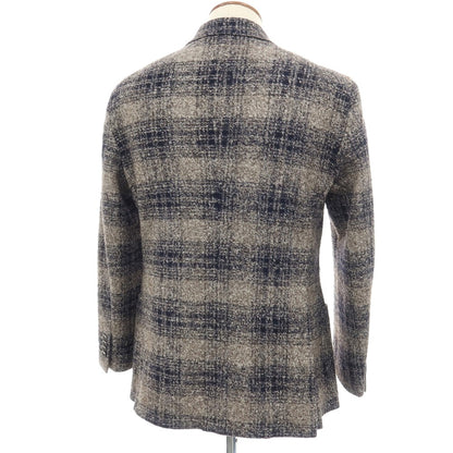 【中古】タリアトーレ TAGLIATORE ウールシルクポリエステル チェック 2B テーラードジャケット ベージュxネイビー【サイズ48】【 状態ランクA 】【 メンズ 】