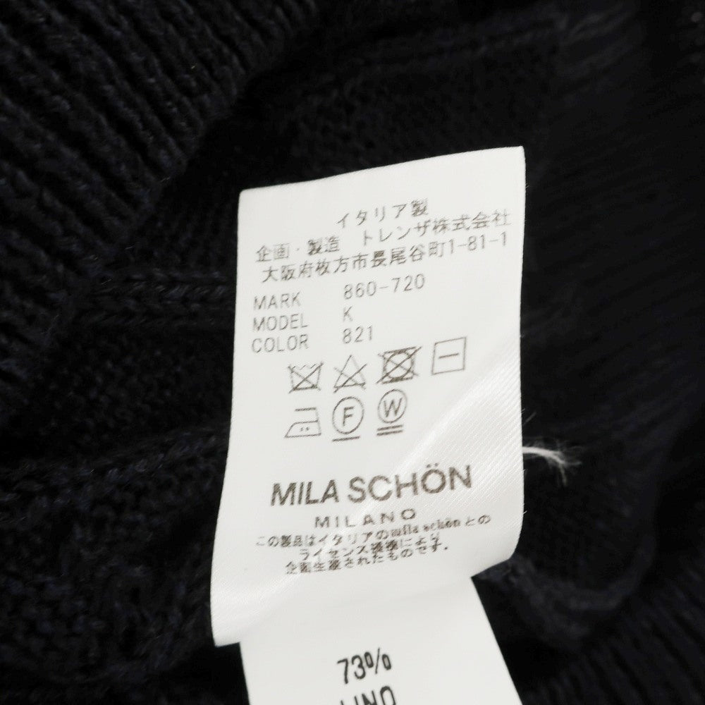 【中古】ミラショーン mila schon リネンコットン ケーブル編み Vネック プルオーバーニット ブラック【サイズ46】【メンズ】 中古】ミラショーン mila schon リネンコットン ケーブル編み Vネック