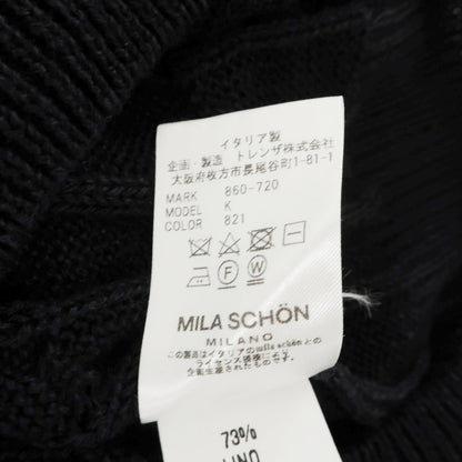 【中古】ミラショーン mila schon リネンコットン ケーブル編み Vネック プルオーバーニット ブラック【サイズ46】【 状態ランクA 】【 メンズ 】