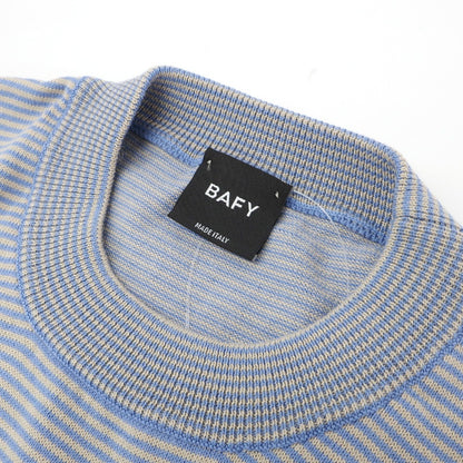 【中古】バフィー BAFY コットン ボーダー 半袖 プルオーバーニット ライトパープルxベージュ【サイズ46】【 状態ランクA 】【 メンズ 】