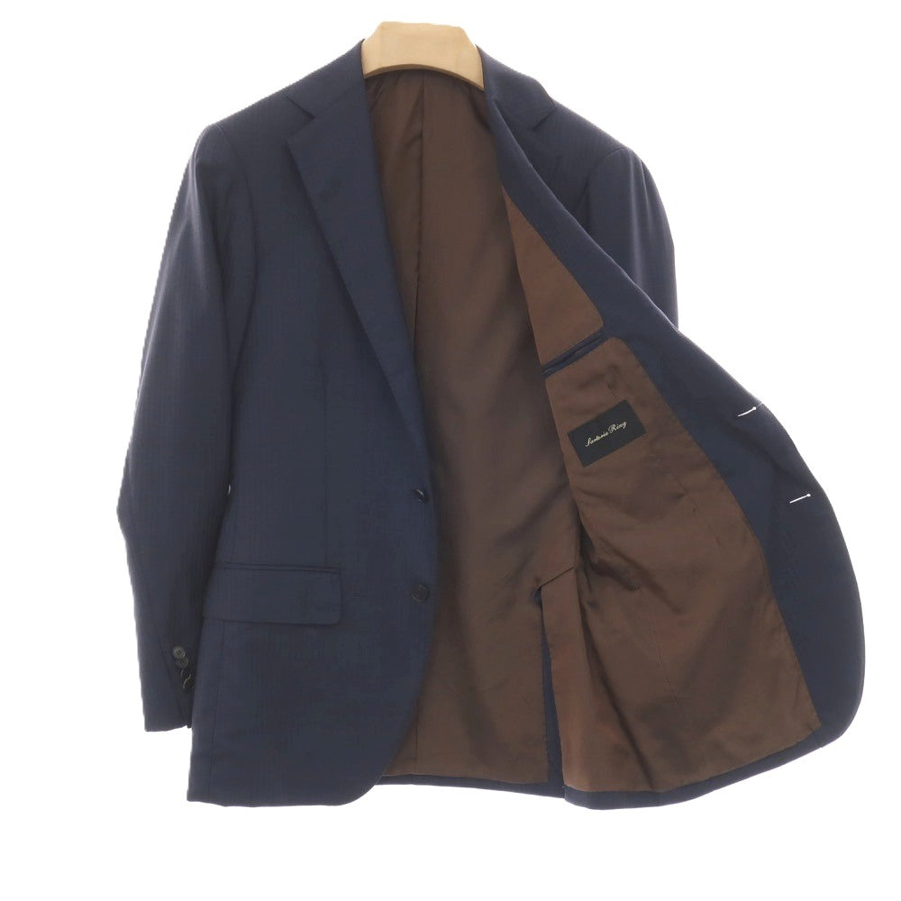 【中古】サルトリア リング Sartoria Ring SUPER130’S ウール ストライプ 3つボタンスーツ ネイビー【サイズ46】【メンズ】 中古】サルトリア リング Sartoria Ring SUPER130'S ウール ストライプ