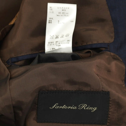 【中古】サルトリア リング Sartoria Ring SUPER130’S ウール ストライプ 3つボタンスーツ ネイビー【サイズ46】【 状態ランクC 】【 メンズ 】