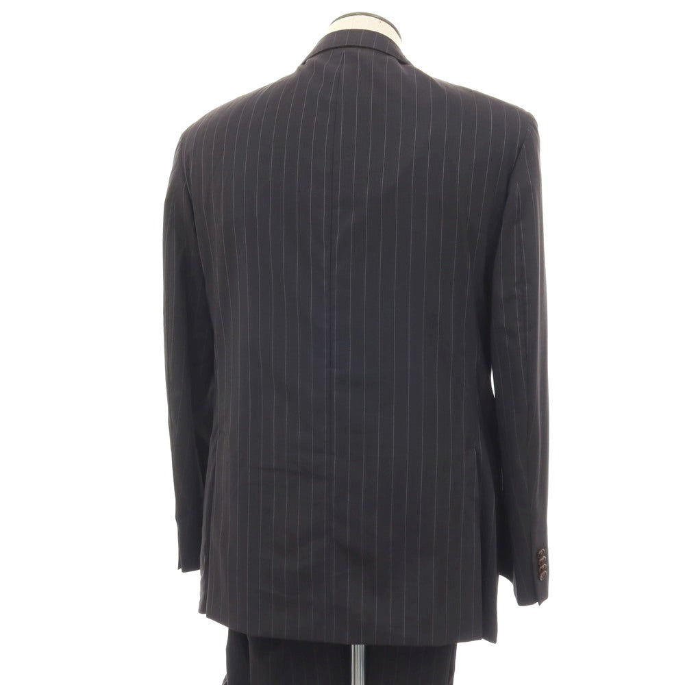 【中古】エトロ ETRO ウール ストライプ 3つボタンスーツ ブラックxホワイト【サイズ52】【 状態ランクC 】【 メンズ 】