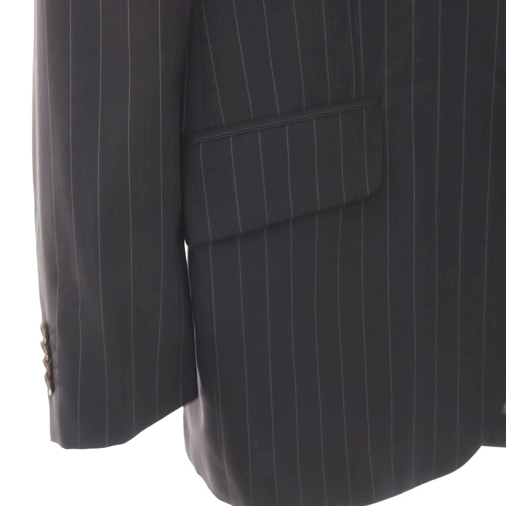 【中古】エトロ ETRO ウール ストライプ 3つボタンスーツ ブラックxホワイト【サイズ52】【 状態ランクC 】【 メンズ 】