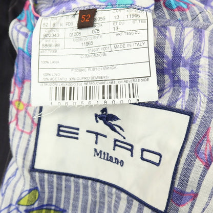 【中古】エトロ ETRO ウール ストライプ 3つボタンスーツ ブラックxホワイト【サイズ52】【 状態ランクC 】【 メンズ 】