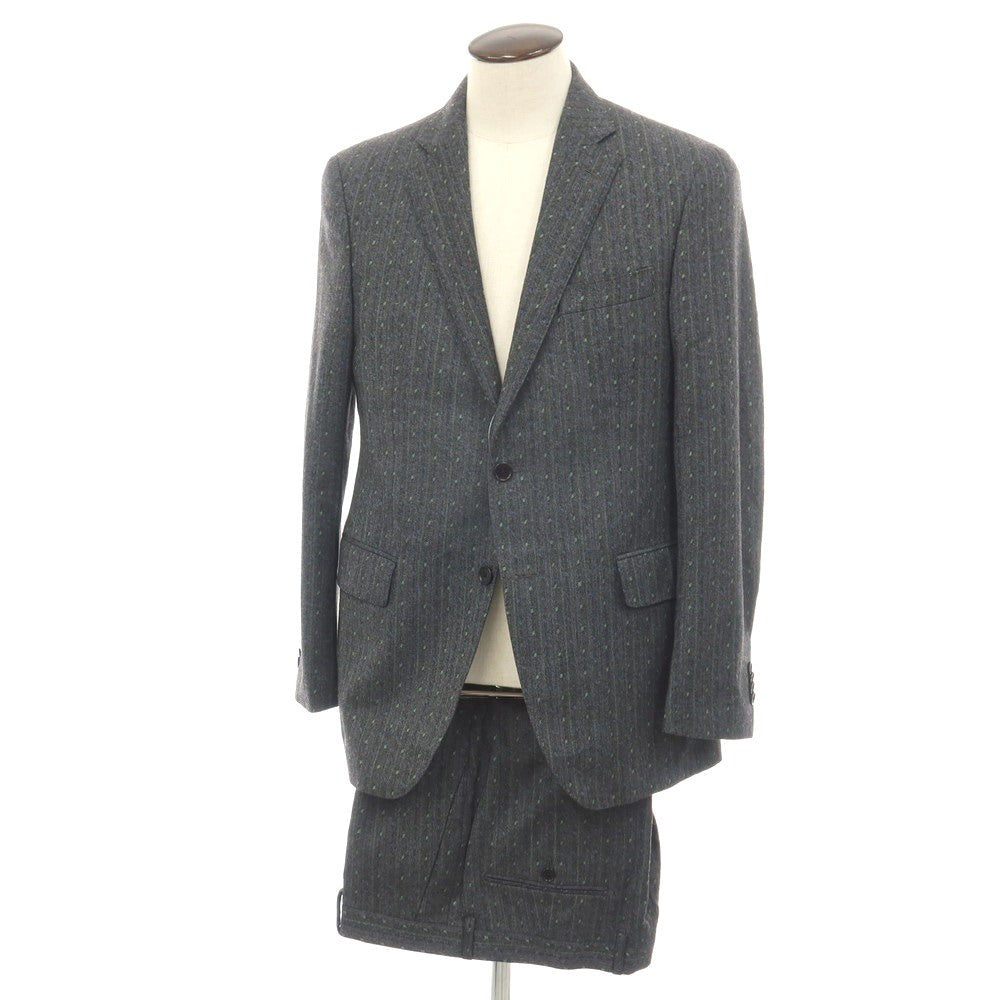 【中古】エトロ ETRO ウール 2つボタンスーツ グレーxグリーン【サイズ52】【 状態ランクB 】【 メンズ 】