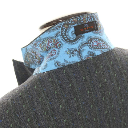 【中古】エトロ ETRO ウール 2つボタンスーツ グレーxグリーン【サイズ52】【 状態ランクB 】【 メンズ 】