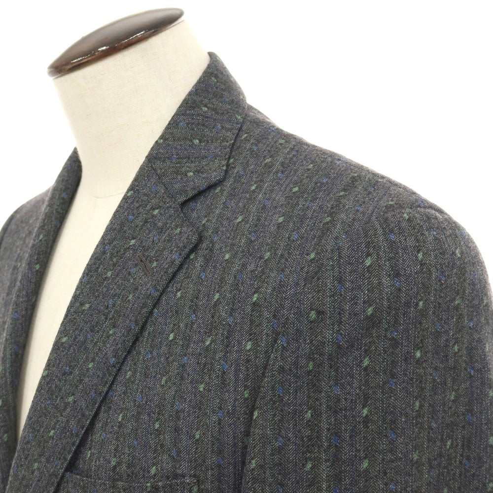 【中古】エトロ ETRO ウール 2つボタンスーツ グレーxグリーン【サイズ52】【 状態ランクB 】【 メンズ 】