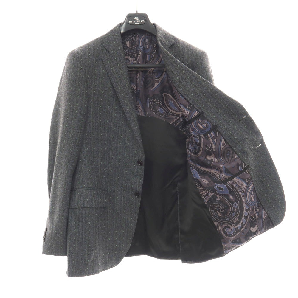 【中古】エトロ ETRO ウール 2つボタンスーツ グレーxグリーン【サイズ52】【 状態ランクB 】【 メンズ 】