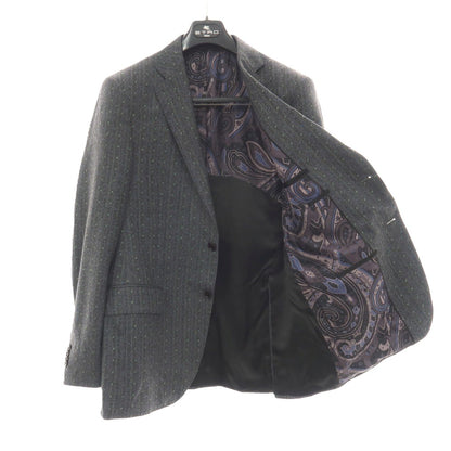 【中古】エトロ ETRO ウール 2つボタンスーツ グレーxグリーン【サイズ52】【 状態ランクB 】【 メンズ 】