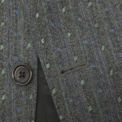 【中古】エトロ ETRO ウール 2つボタンスーツ グレーxグリーン【サイズ52】【 状態ランクB 】【 メンズ 】