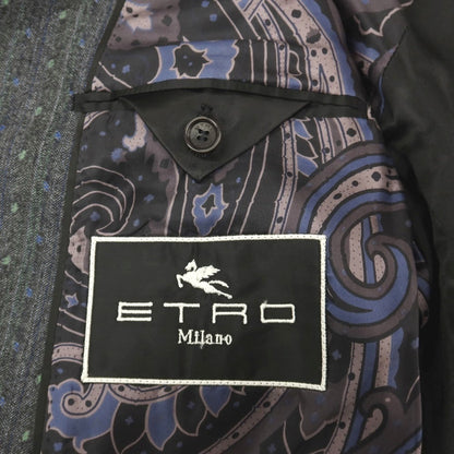 【中古】エトロ ETRO ウール 2つボタンスーツ グレーxグリーン【サイズ52】【 状態ランクB 】【 メンズ 】