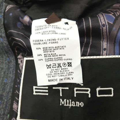 【中古】エトロ ETRO ウール 2つボタンスーツ グレーxグリーン【サイズ52】【 状態ランクB 】【 メンズ 】