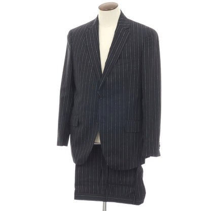 【中古】エトロ ETRO ウール ストライプ 2つボタンスーツ ダークネイビーxマルチカラー【サイズ52】【 状態ランクB 】【 メンズ 】
