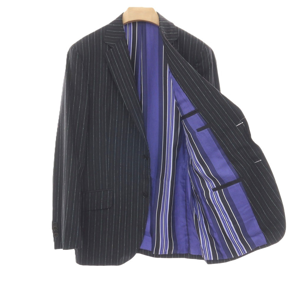 【中古】エトロ ETRO ウール ストライプ 2つボタンスーツ ダークネイビーxマルチカラー【サイズ52】【 状態ランクB 】【 メンズ 】