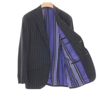 【中古】エトロ ETRO ウール ストライプ 2つボタンスーツ ダークネイビーxマルチカラー【サイズ52】【 状態ランクB 】【 メンズ 】