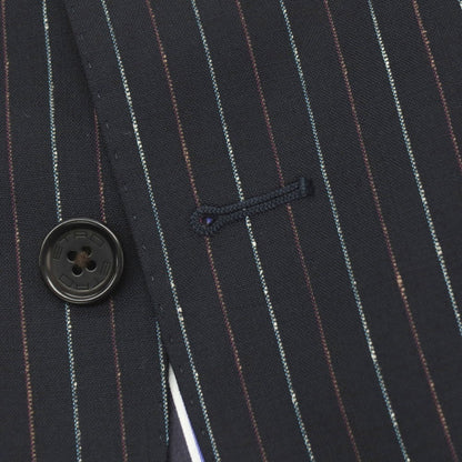 【中古】エトロ ETRO ウール ストライプ 2つボタンスーツ ダークネイビーxマルチカラー【サイズ52】【 状態ランクB 】【 メンズ 】