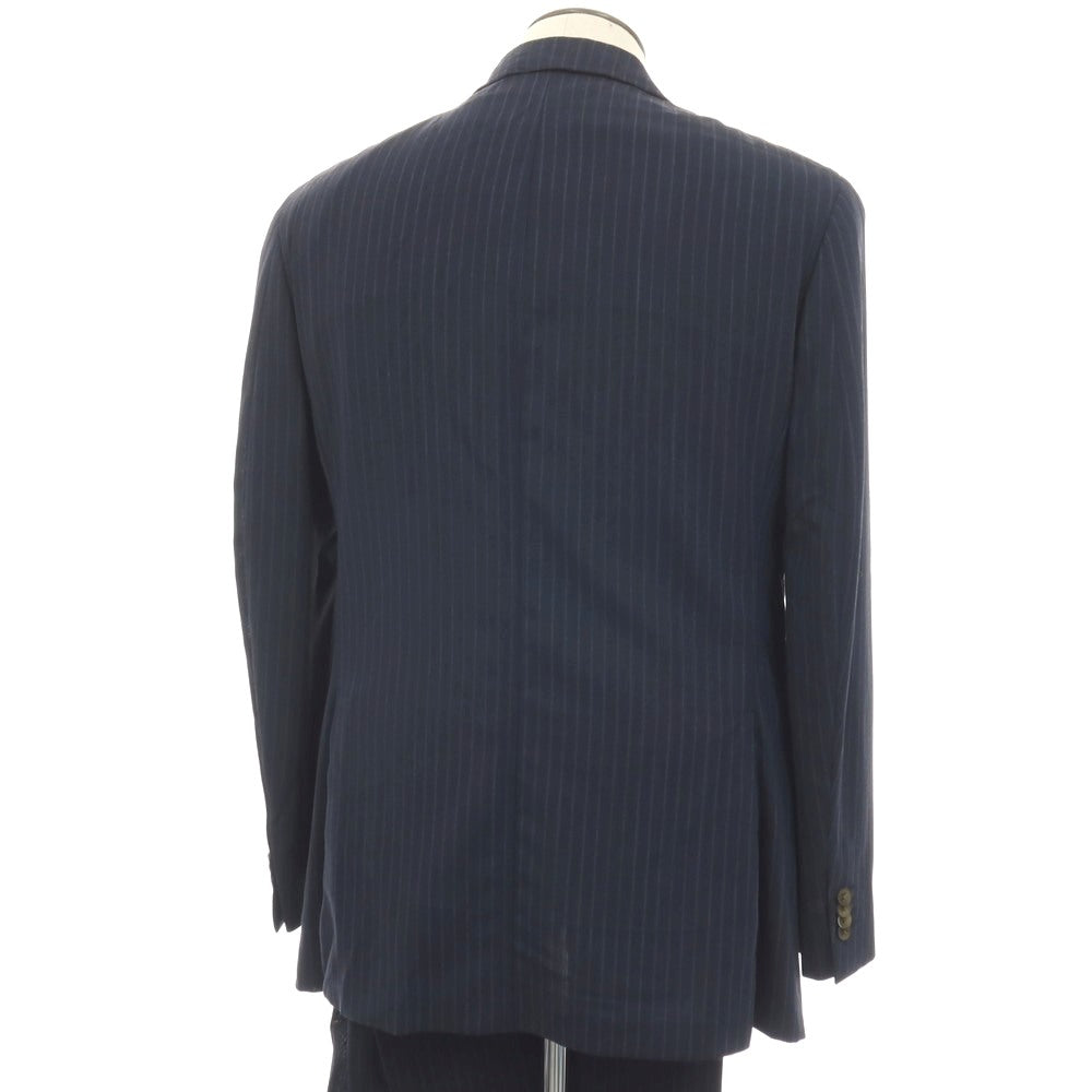 【中古】エトロ ETRO ウール ストライプ 3つボタンスーツ ネイビーxブルー【サイズ50】【 状態ランクC 】【 メンズ 】