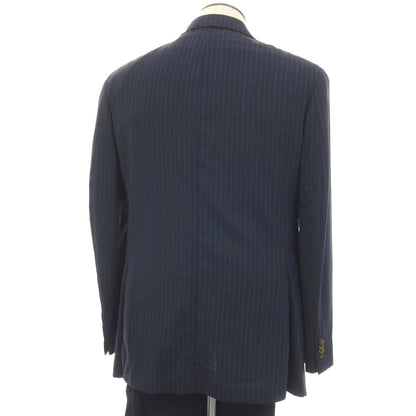 【中古】エトロ ETRO ウール ストライプ 3つボタンスーツ ネイビーxブルー【サイズ50】【 状態ランクC 】【 メンズ 】