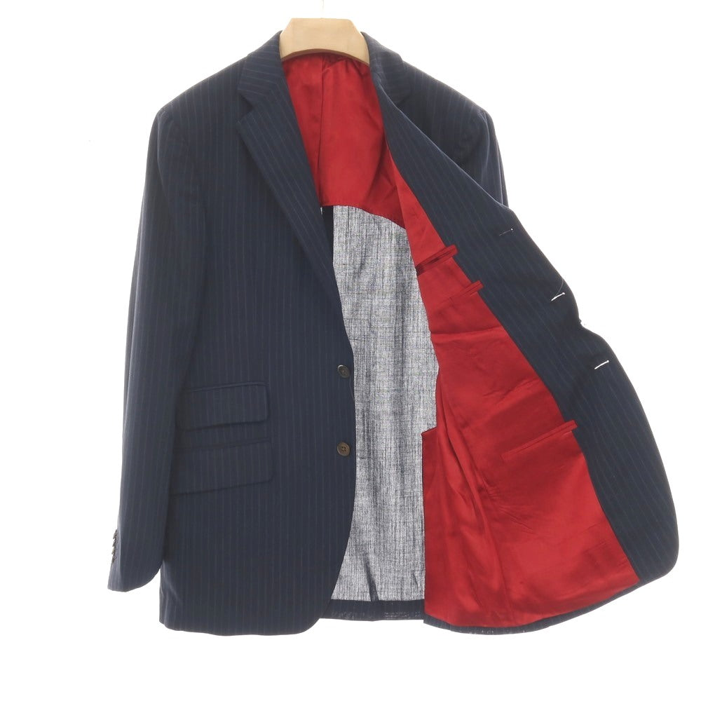 【中古】エトロ ETRO ウール ストライプ 3つボタンスーツ ネイビーxブルー【サイズ50】【 状態ランクC 】【 メンズ 】