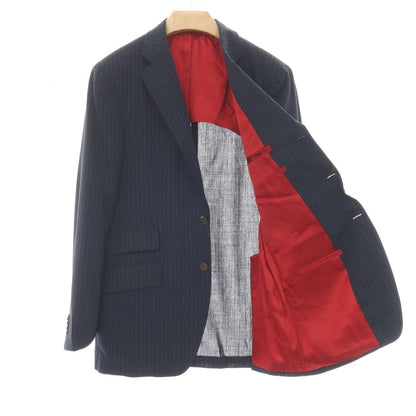 【中古】エトロ ETRO ウール ストライプ 3つボタンスーツ ネイビーxブルー【サイズ50】【 状態ランクC 】【 メンズ 】