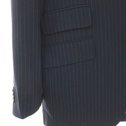 【中古】エトロ ETRO ウール ストライプ 3つボタンスーツ ネイビーxブルー【サイズ50】【 状態ランクC 】【 メンズ 】
