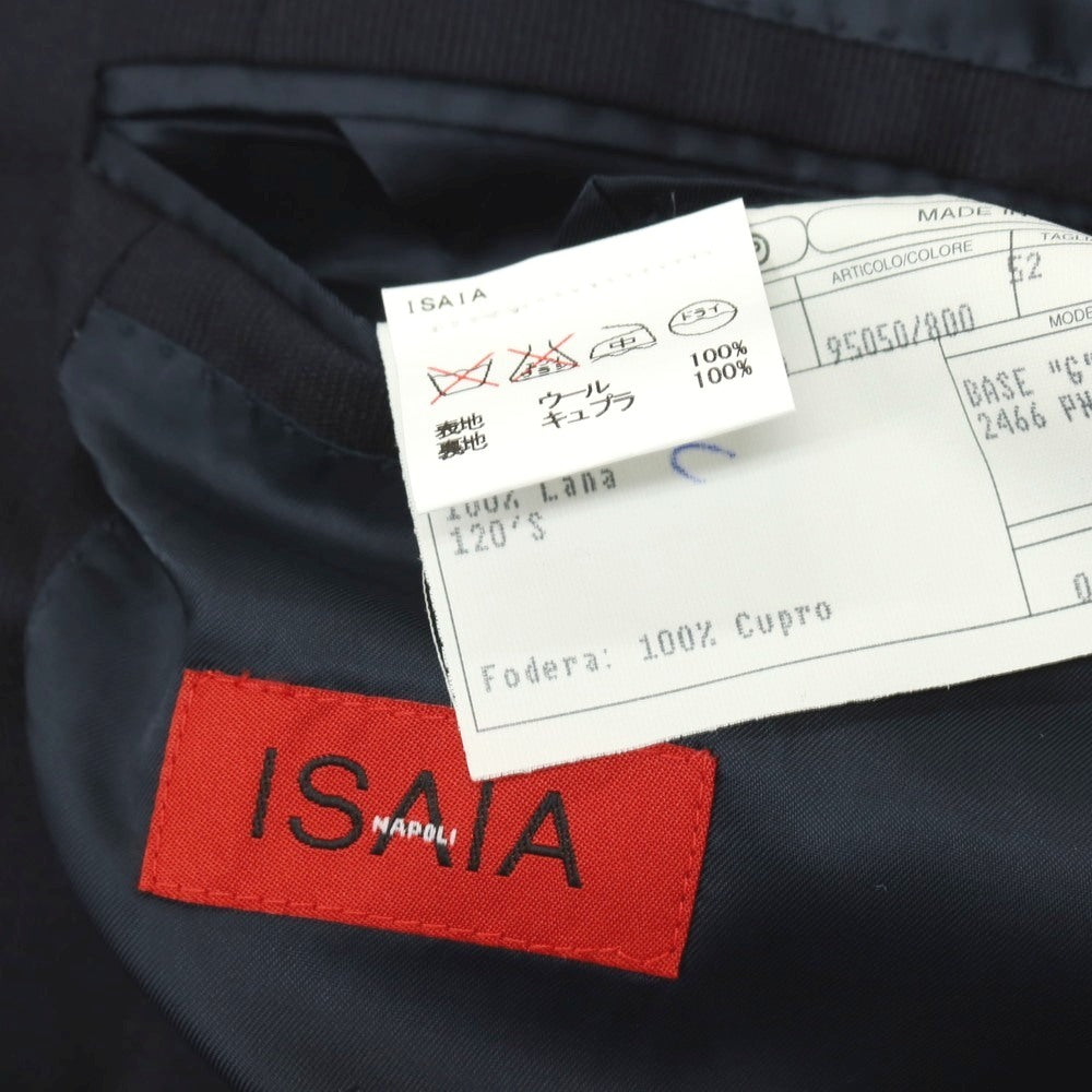 【中古】イザイア ISAIA 120’S ウール 3つボタンスーツ ダークネイビー【サイズ52】【 状態ランクC 】【 メンズ 】