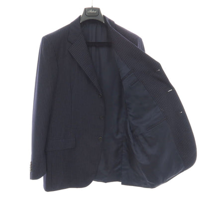【中古】ベルベスト Belvest ISETAN MEN’S別注 SUPER120’S ウール ストライプ 3つボタンスーツ ネイビーxホワイト【サイズ52 Drop7R】【 状態ランクC 】【 メンズ 】