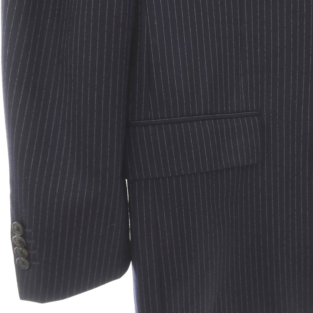 【中古】ベルベスト Belvest ISETAN MEN’S別注 SUPER120’S ウール ストライプ 3つボタンスーツ ネイビーxホワイト【サイズ52 Drop7R】【 状態ランクC 】【 メンズ 】