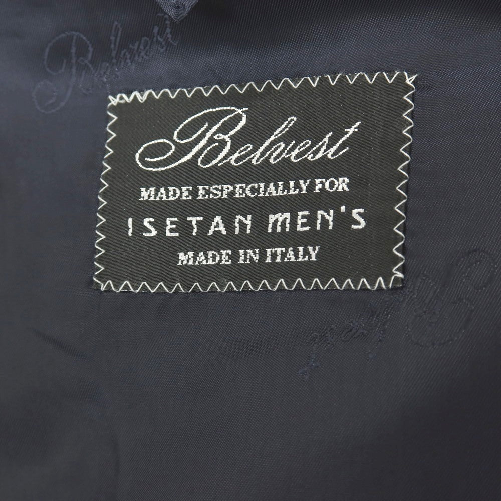 【中古】ベルベスト Belvest ISETAN MEN’S別注 SUPER120’S ウール ストライプ 3つボタンスーツ ネイビーxホワイト【サイズ52 Drop7R】【 状態ランクC 】【 メンズ 】