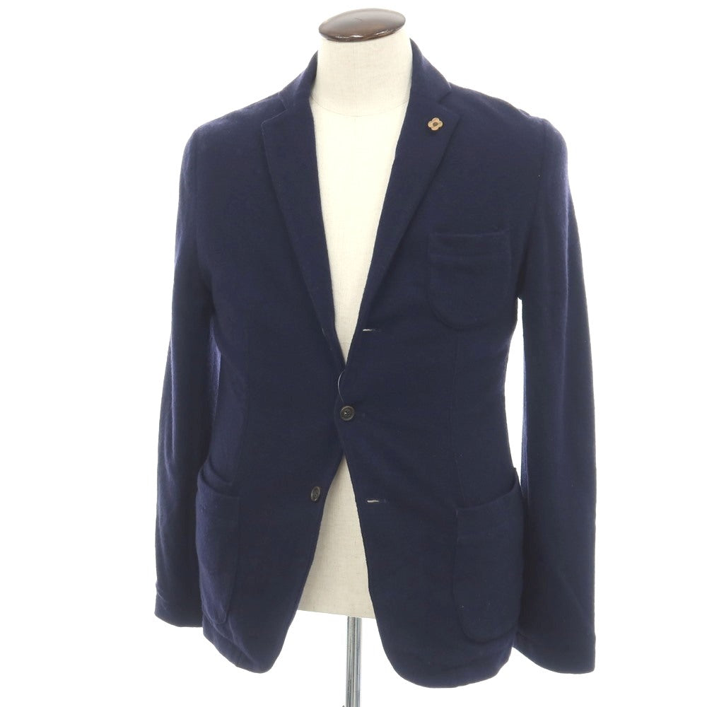 【中古】ラルディーニ LARDINI ウール 3つボタン ニットジャケット ネイビー【サイズ50】【 状態ランクB 】【 メンズ 】