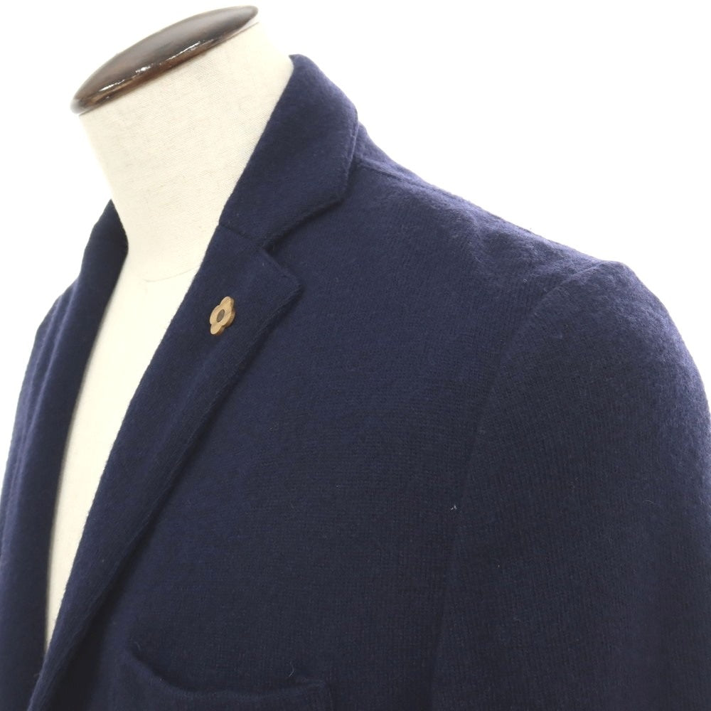 【中古】ラルディーニ LARDINI ウール 3つボタン ニットジャケット ネイビー【サイズ50】【 状態ランクB 】【 メンズ 】