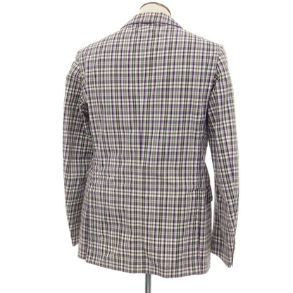 【中古】エトロ ETRO コットン チェック 2B カジュアルジャケット グレーxパープル【サイズ50】【 状態ランクD 】【 メンズ 】