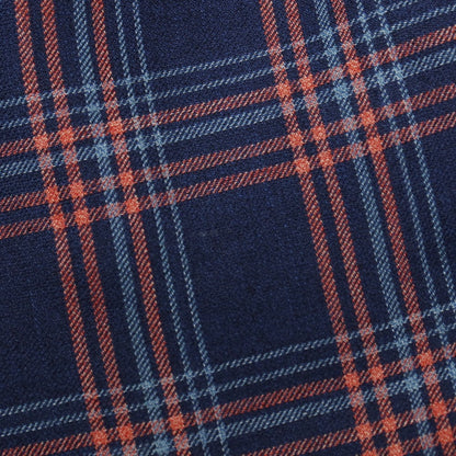 【中古】イザイア ISAIA リネンウール チェック 3B テーラードジャケット ネイビーxピンク【サイズ50】【 状態ランクC 】【 メンズ 】