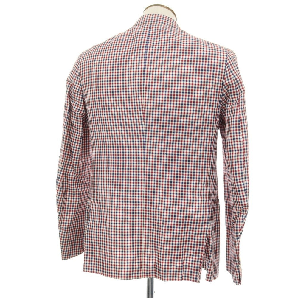 【中古】イザイア ISAIA リネンコットン チェック 3B テーラードジャケット トリコロール【サイズ50】【 状態ランクC 】【 メンズ 】