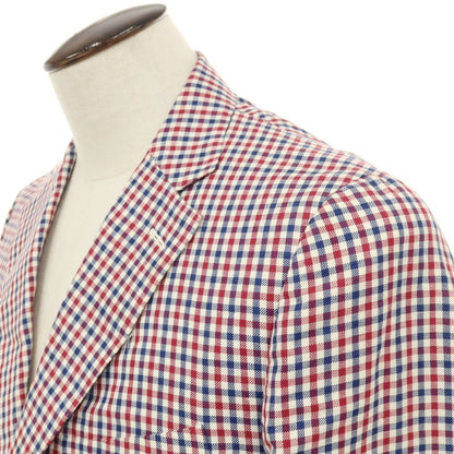 【中古】イザイア ISAIA リネンコットン チェック 3B テーラードジャケット トリコロール【サイズ50】【 状態ランクC 】【 メンズ 】