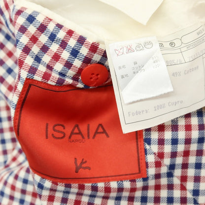 【中古】イザイア ISAIA リネンコットン チェック 3B テーラードジャケット トリコロール【サイズ50】【 状態ランクC 】【 メンズ 】