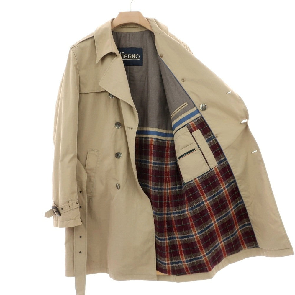 【中古】ヘルノ Herno トレンチコート ベージュ【サイズ52】【 状態ランクD 】【 メンズ 】