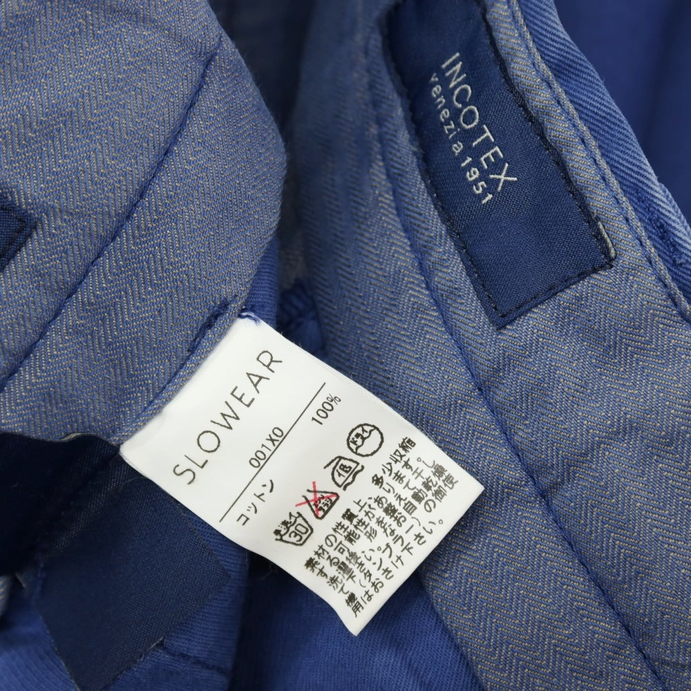 【中古】インコテックス INCOTEX 3 PLY CHINO コットン カジュアルスラックスパンツ ブルー【サイズ52】【 状態ランクC 】【 メンズ 】