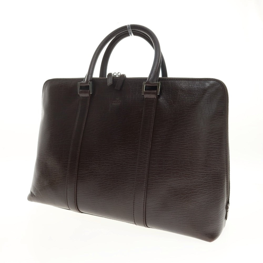 【中古】グッチ GUCCI レザー ブリーフケース ダークブラウン【 状態ランクC 】【 メンズ 】