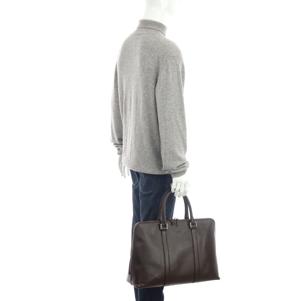 【中古】グッチ GUCCI レザー ブリーフケース ダークブラウン【 状態ランクC 】【 メンズ 】