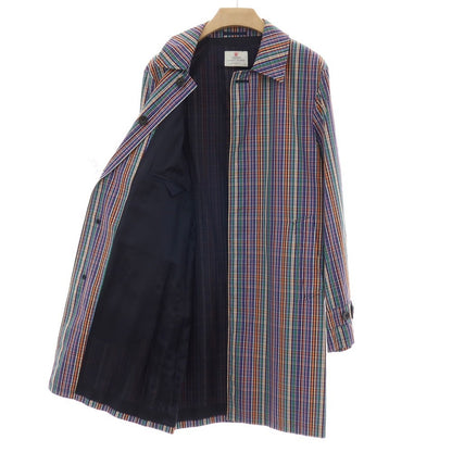 【中古】ターンブル＆アッサー Turnbull &amp; Asser コットン チェック ステンカラーコート マルチカラー【サイズ38】【 状態ランクA 】【 メンズ 】