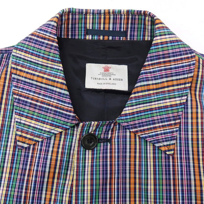 【中古】ターンブル＆アッサー Turnbull &amp; Asser コットン チェック ステンカラーコート マルチカラー【サイズ38】【 状態ランクA 】【 メンズ 】