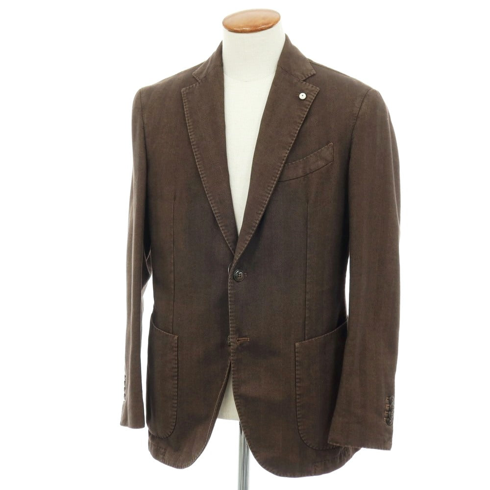【中古】エルビーエム1911 L.B.M.1911 コットン ヘリンボーン 2B カジュアルジャケット ダークブラウン系【サイズ48】【 状態ランクC 】【 メンズ 】