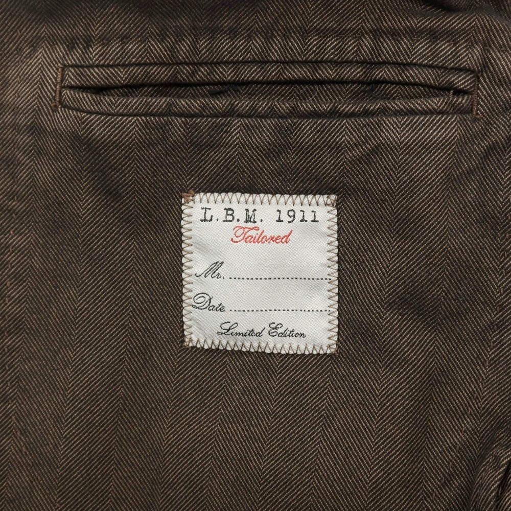 【中古】エルビーエム1911 L.B.M.1911 コットン ヘリンボーン 2B カジュアルジャケット ダークブラウン系【サイズ48】【 状態ランクC 】【 メンズ 】