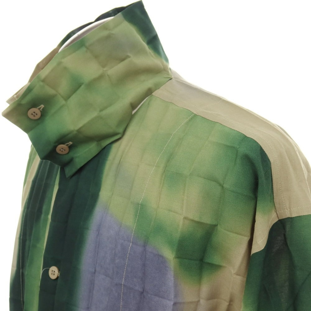 【中古】オム プリッセ イッセイミヤケ HOMME PLISSE ISSEY MIYAKE 2026年春夏 プリーツ ロング丈シャツ グレーベージュxグリーン【サイズ表記なし（L位）】【 状態ランクA 】【 メンズ 】