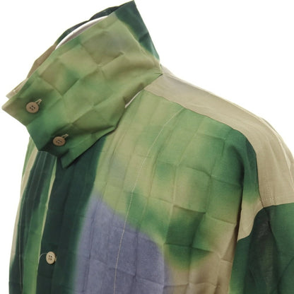 【中古】オム プリッセ イッセイミヤケ HOMME PLISSE ISSEY MIYAKE 2026年春夏 プリーツ ロング丈シャツ グレーベージュxグリーン【サイズ表記なし（L位）】【 状態ランクA 】【 メンズ 】