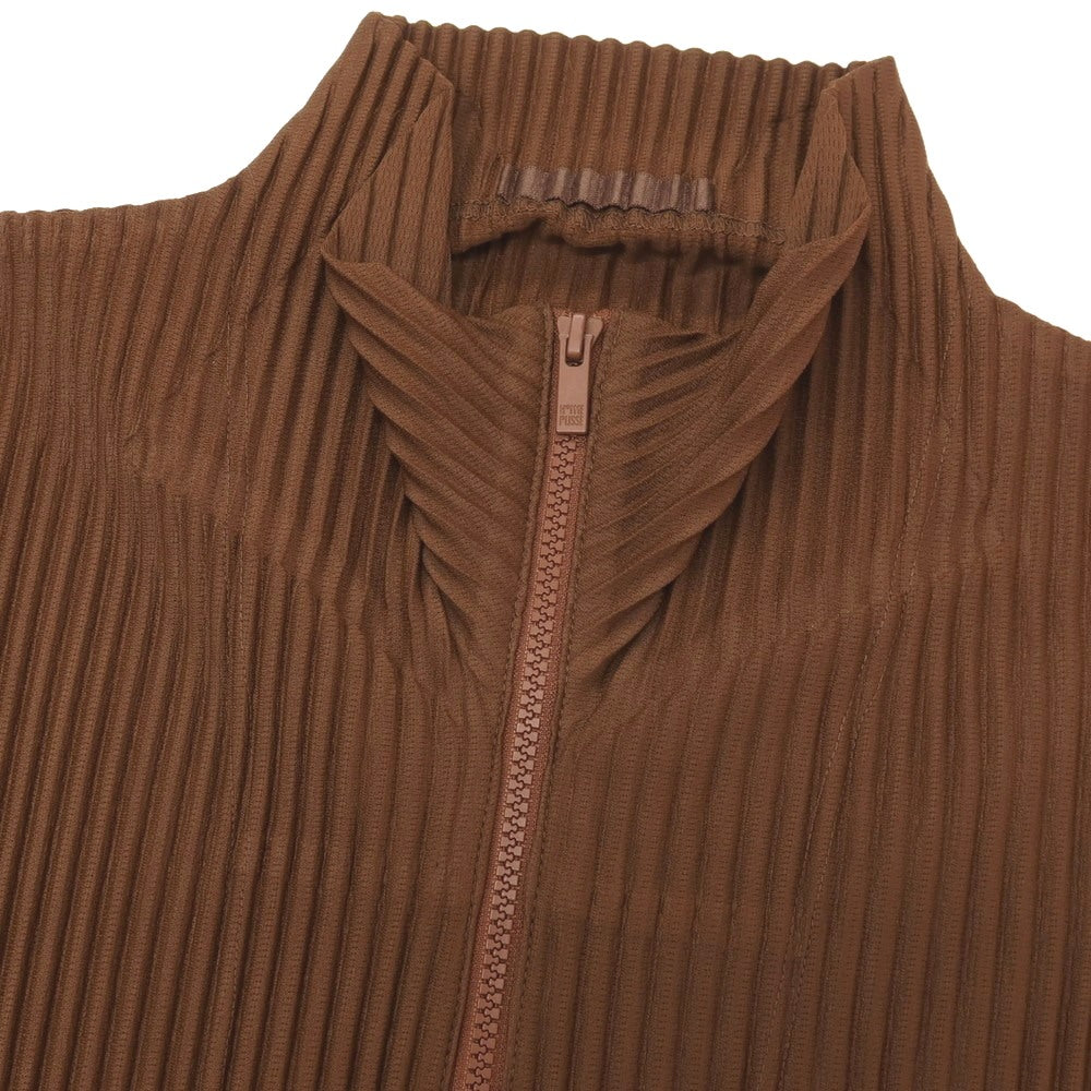 【中古】オム プリッセ イッセイミヤケ HOMME PLISSE ISSEY MIYAKE 2026年春夏 プリーツジャージー ダブルジップカットソー ブルゾン ブラウン【サイズ表記なし（L位）】【 状態ランクA 】【 メンズ 】