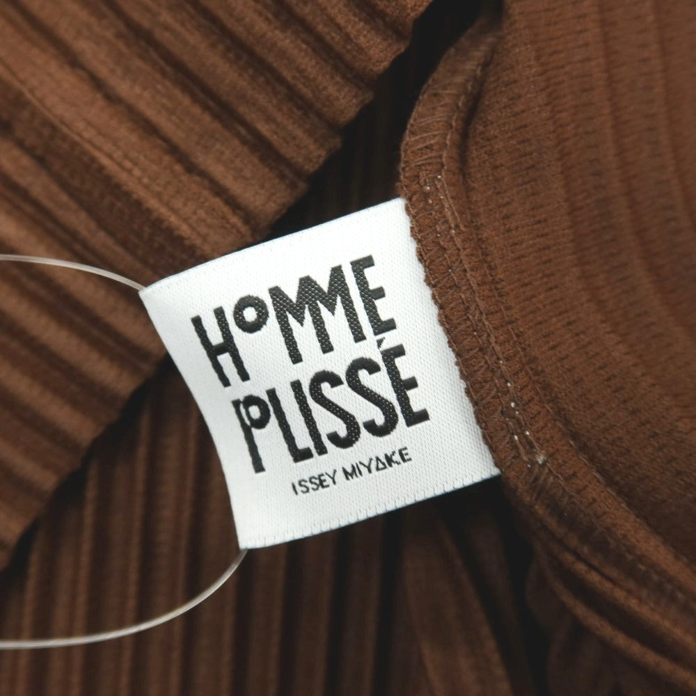 【中古】オム プリッセ イッセイミヤケ HOMME PLISSE ISSEY MIYAKE 2026年春夏 プリーツジャージー ダブルジップカットソー ブルゾン ブラウン【サイズ表記なし（L位）】【 状態ランクA 】【 メンズ 】