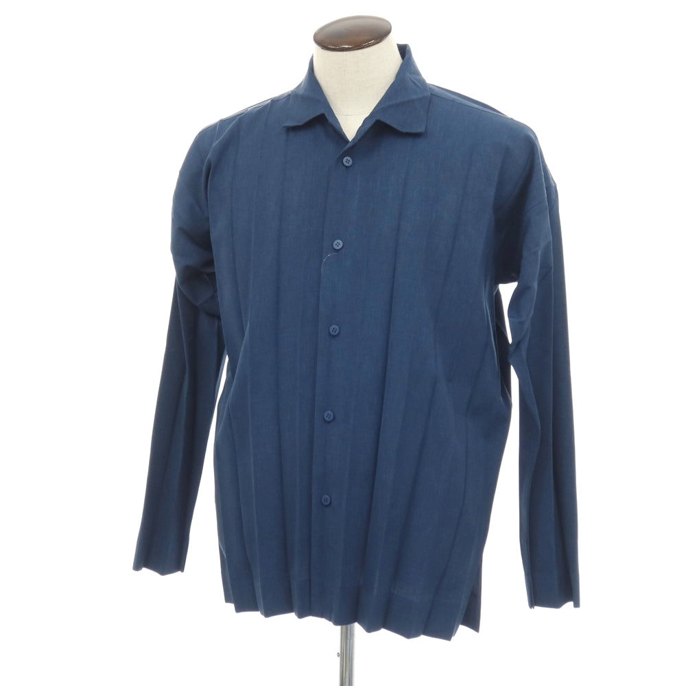 【中古】オム プリッセ イッセイミヤケ HOMME PLISSE ISSEY MIYAKE 2026年春夏 アコーディオンプリーツ加工 カジュアルシャツ ネイビー【サイズ表記なし（L位）】【 状態ランクA 】【 メンズ 】